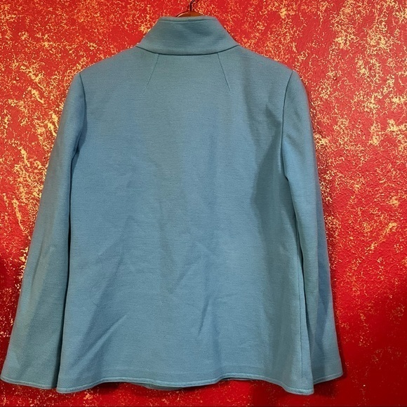 ST. JOHN Baby Blue Gold Stud Buttons Wool Blazer Jacket 10 - Picture 2 of 8